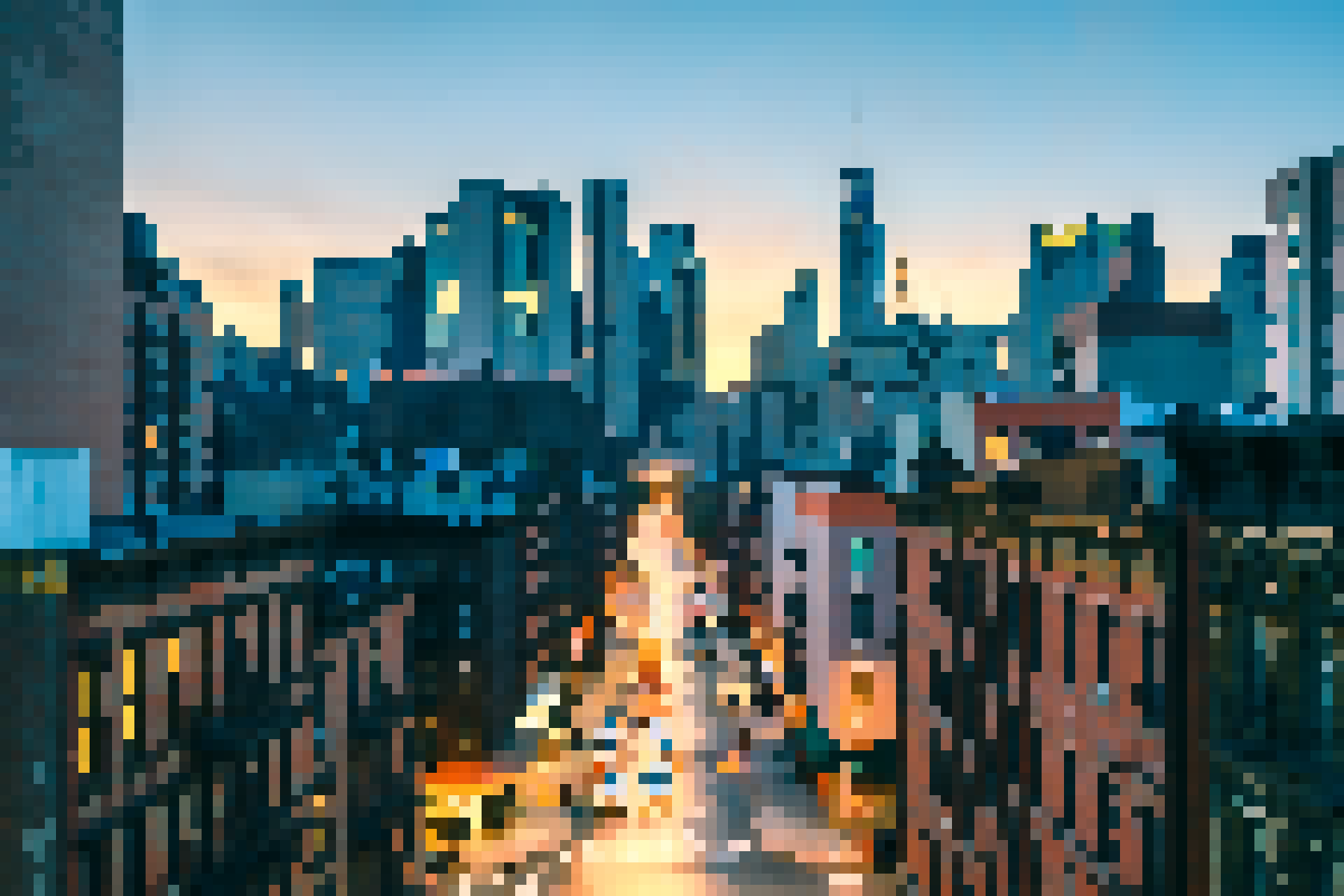 City Street with Light 8bit pixel style