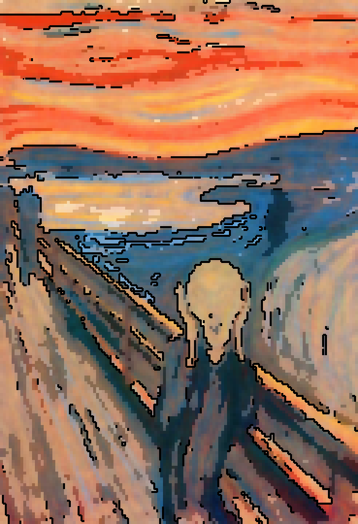 Painting the Scream 8bit pixel style